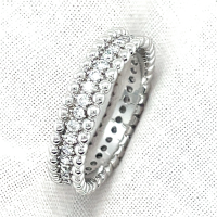 Ring zilver met veel zirkonia en bolletjes maat 56 - 55649