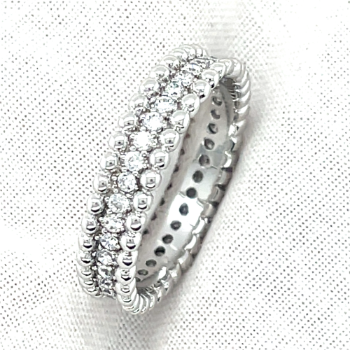 Ring zilver met veel zirkonia en bolletjes maat 56 - 55649