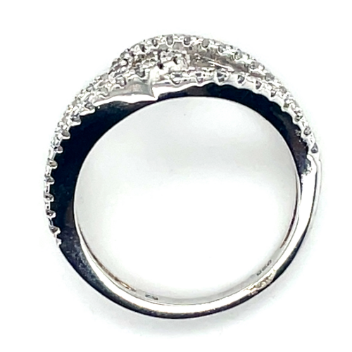 Zilver ring open  met veel zirkonia steentjes maat 52 - 55672