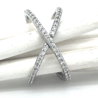 gekruiste ring in zilver met zirkoon maat 56 - 55681