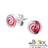 snoepjes ronde oorknopjes met roze en rode emaille - 55686 snoepjes ronde oorknopjes met roze en rode emaille - 55686