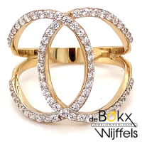 Geelgoud damesringen opengewerkt met zirkonia maat 58 - 55721 Geelgoud damesringen opengewerkt met zirkonia maat 58 - 55721