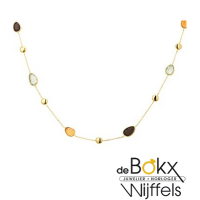 gouden ketting met rookkwarts, citrien en amethyst - 55730 gouden ketting met rookkwarts, citrien en amethyst - 55730