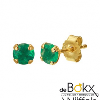 Geel goud oorknoppen met smaragd - 55733 Geel goud oorknoppen met smaragd - 55733