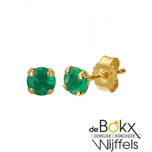 Geel goud oorknoppen met smaragd - 55733 Geel goud oorknoppen met smaragd - 55733