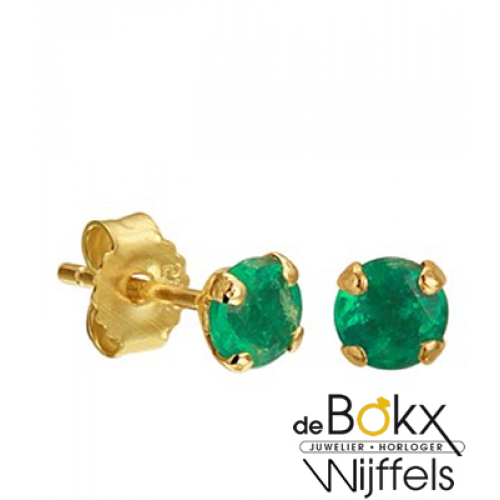 Geel goud oorknoppen met smaragd - 55733 Geel goud oorknoppen met smaragd - 55733