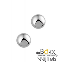 Witgouden oorknoppen met een halfbol - 55749 Witgouden oorknoppen met een halfbol - 55749