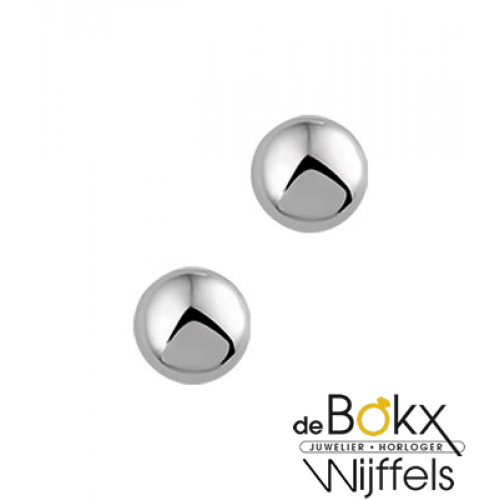 Witgouden oorknoppen met een halfbol - 55749 Witgouden oorknoppen met een halfbol - 55749