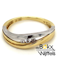 geel en wit gouden ring met zirkonia maat 58 - 55755 geel en wit gouden ring met zirkonia maat 58 - 55755