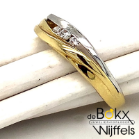 geel en wit gouden ring met zirkonia maat 58 - 55755 geel en wit gouden ring met zirkonia maat 58 - 55755