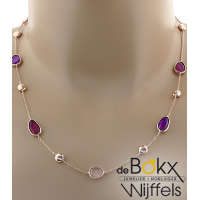 Roodgoud Collier Amethyst, roze en paarse kwarts - 55772 Roodgoud Collier Amethyst, roze en paarse kwarts - 55772