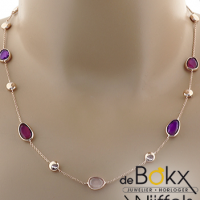 Roodgoud Collier Amethyst, roze en paarse kwarts - 55772 Roodgoud Collier Amethyst, roze en paarse kwarts - 55772