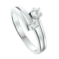 Zilver ring maat 56 met 2 zirkonia steentjes - 55959