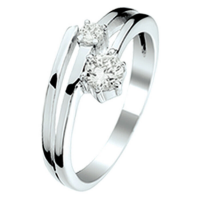 Zilver ring maat 56 met 2 zirkonia steentjes - 55959