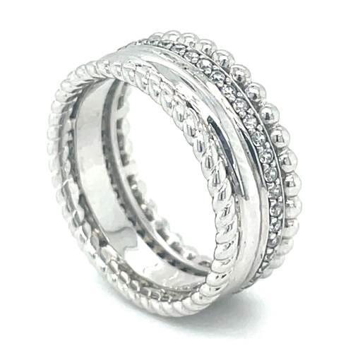 brede banen ring in zilver maat 56 met zirkonia steentjes - 55961