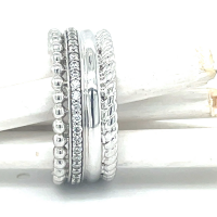 brede banen ring in zilver maat 56 met zirkonia steentjes - 55961