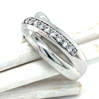 brede zilver ring maat 56 met zirkonia steentjes - 55965