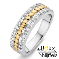Zilveren ring met goud en zirkonia maat 54 - 55888 Zilveren ring met goud en zirkonia maat 54 - 55888