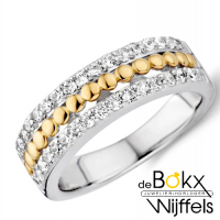 Zilveren ring met goud en zirkonia maat 54 - 55888 Zilveren ring met goud en zirkonia maat 54 - 55888