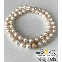 parelketting met magneetsluiting rond double zirkonia - 56493 parelketting met magneetsluiting rond double zirkonia - 56493