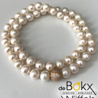 parelketting met magneetsluiting rond double zirkonia - 56493 parelketting met magneetsluiting rond double zirkonia - 56493