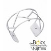 Armband les Georgettes 25mm Tresse zilver met leertje patent blue denim/metallic burgundy - 56505 Armband les Georgettes 25mm Tresse zilver met leertje patent blue denim/metallic burgundy - 56505