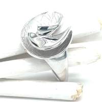 Gescratcht zilveren ring in maat 56 - 55897
