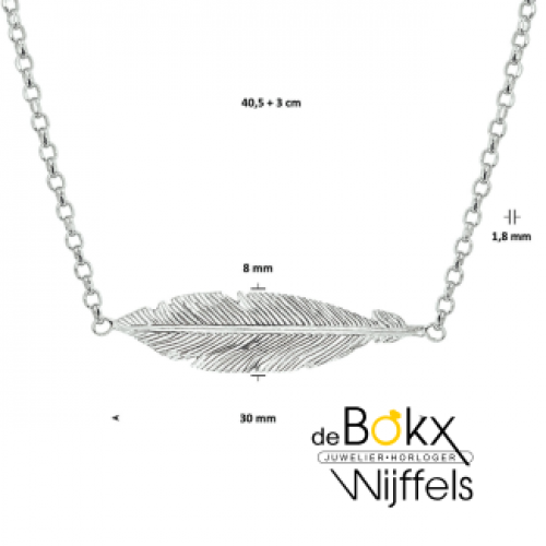 veertje aan ketting in zilver 40.5 + 3cm - 56670 veertje aan ketting in zilver 40.5 + 3cm - 56670
