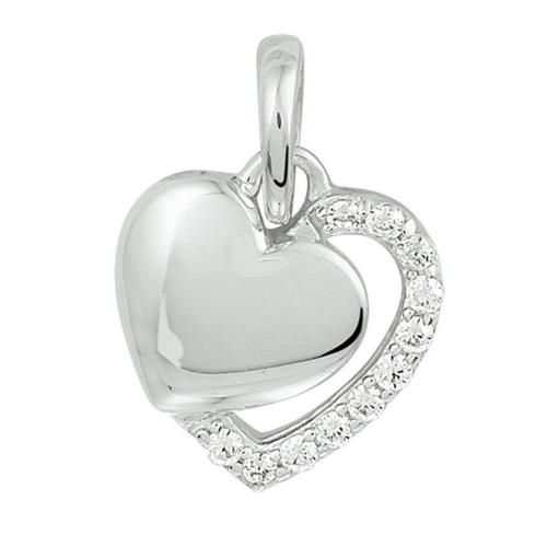 2 hartjes hanger met zirkonia in zilver - 56674 2 hartjes hanger met zirkonia in zilver - 56674