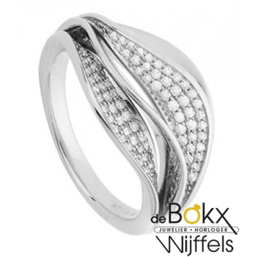 Bijzondere witgouden diamanten ring maat 54 - 56689