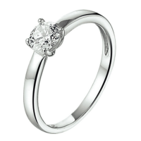 Zilver ring met 1 zirkonia maat 56 - 55942
