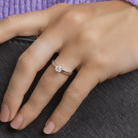 Zilver ring met 1 zirkonia maat 56 - 55942