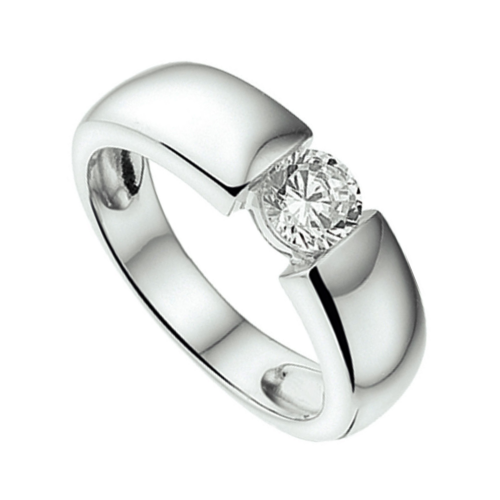 Zilver ring met zirkonia steen maat ring 56 - 55947