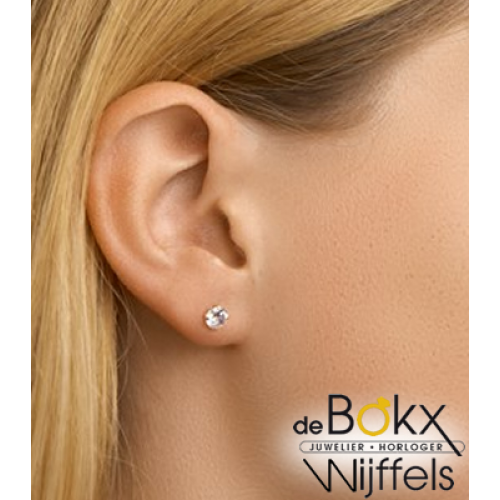 Geelgoud oorknoppen met zirkonia 5mm - 56539 Geelgoud oorknoppen met zirkonia 5mm - 56539