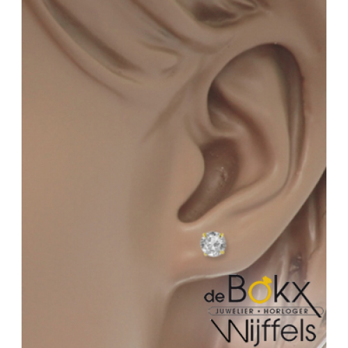 Geelgoud oorknoppen met zirkonia 5mm - 56539 Geelgoud oorknoppen met zirkonia 5mm - 56539