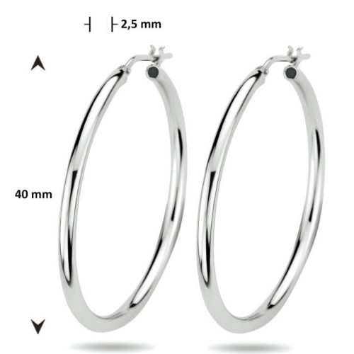 Zilveren oorbellen (grote ringen) 40mm - 56560