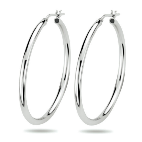 Zilveren oorbellen (grote ringen) 40mm - 56560