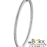 Bangle armband met scharnier in zilver met golvende vormen naast elkaar - 56793
