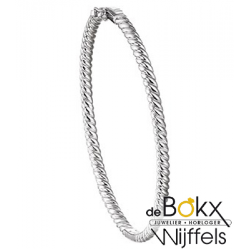 Bangle armband met scharnier in zilver met golvende vormen naast elkaar - 56793 Bangle armband met scharnier in zilver met golvende vormen naast elkaar - 56793