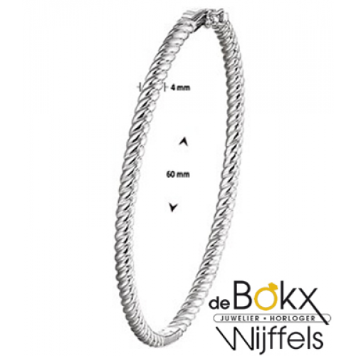 Bangle armband met scharnier in zilver met golvende vormen naast elkaar - 56793 Bangle armband met scharnier in zilver met golvende vormen naast elkaar - 56793