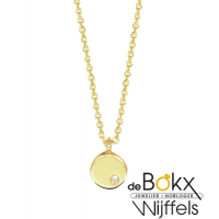 Geelgouden ketting met rond hangertje met diamant - 56800 Geelgouden ketting met rond hangertje met diamant - 56800