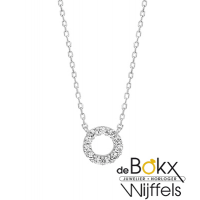 Witgouden ketting met cirkel hanger vol zirkonia steentjes - 56815 Witgouden ketting met cirkel hanger vol zirkonia steentjes - 56815