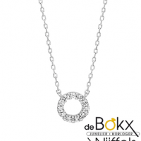 Witgouden ketting met cirkel hanger vol zirkonia steentjes - 56815