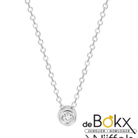 Witgoud collier met diamant hanger 41-45cm - 56816