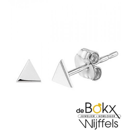 Witgoud oorknoppen driehoeken - 56817