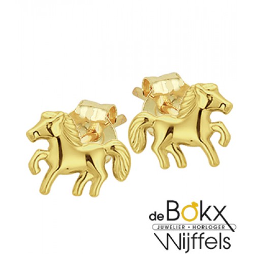 Gouden kinderoorbellen paard - 56878