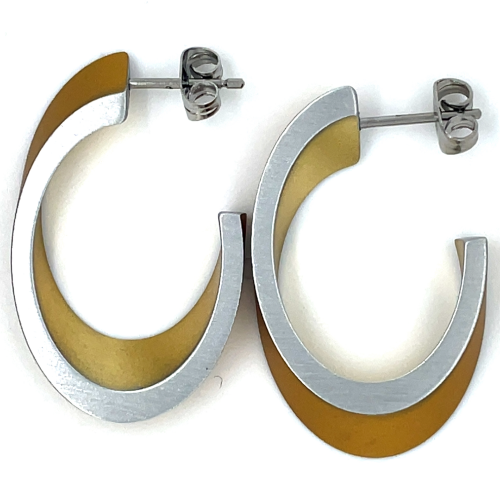 Clic by suzanne oorbellen O21G goud kleur creool ovaal in verstek met steker - 56280