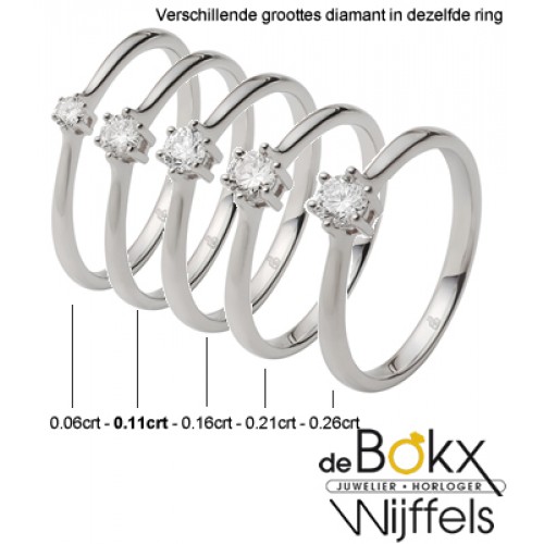 Witgouden verlovingsring met 0.11ct diamant in 9  karaat van Rauschmayer 51-00013 maat 54 - 56292