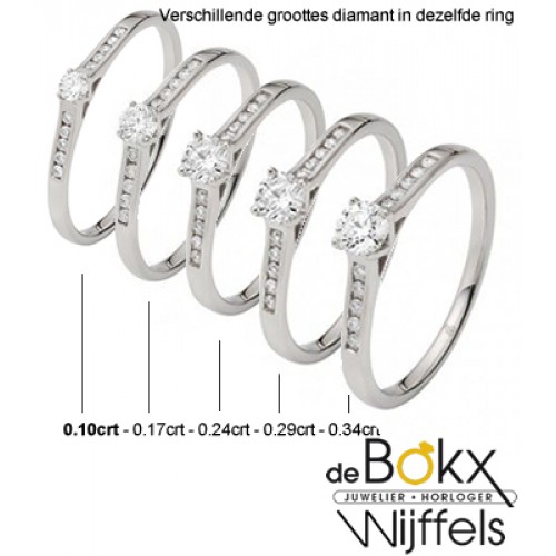 Witgouden verlovingsring met 11 diamant met in totaal 0.10crt in 9  karaat van Rauschmayer maat 52 - 56294