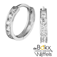 Wit gouden oorringen met zirkonia - 57079 Wit gouden oorringen met zirkonia - 57079